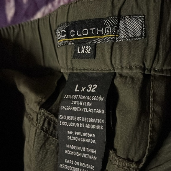 BC Clothing Green Cargo Convertible Pants Sz 32 - Picture 9 of 9